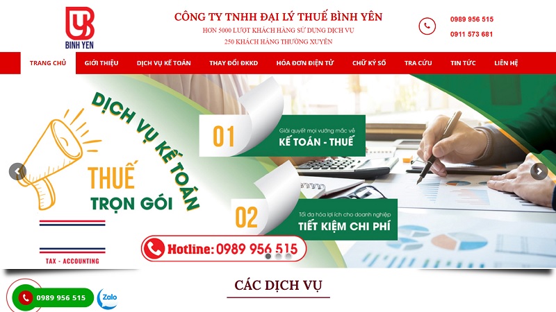 công ty dịch vụ kế toán thuế tại Hà Nội Bình Yên