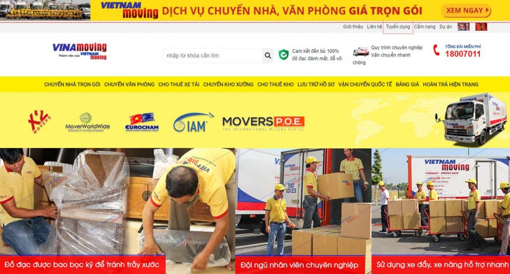 Dịch vụ chuyển nhà trọn gói của công ty Vietnam Moving
