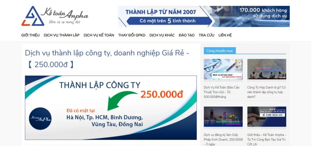 Top 10 dịch vụ thành lập công ty uy tín tại Đồng Nai 12 Dịch vụ thành lập công ty - kế toán Anpha