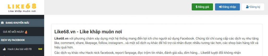Top 5 dịch vụ tăng like Facebook uy tín tại TPHCM 9 Dịch vụ tăng like Facebook Like68