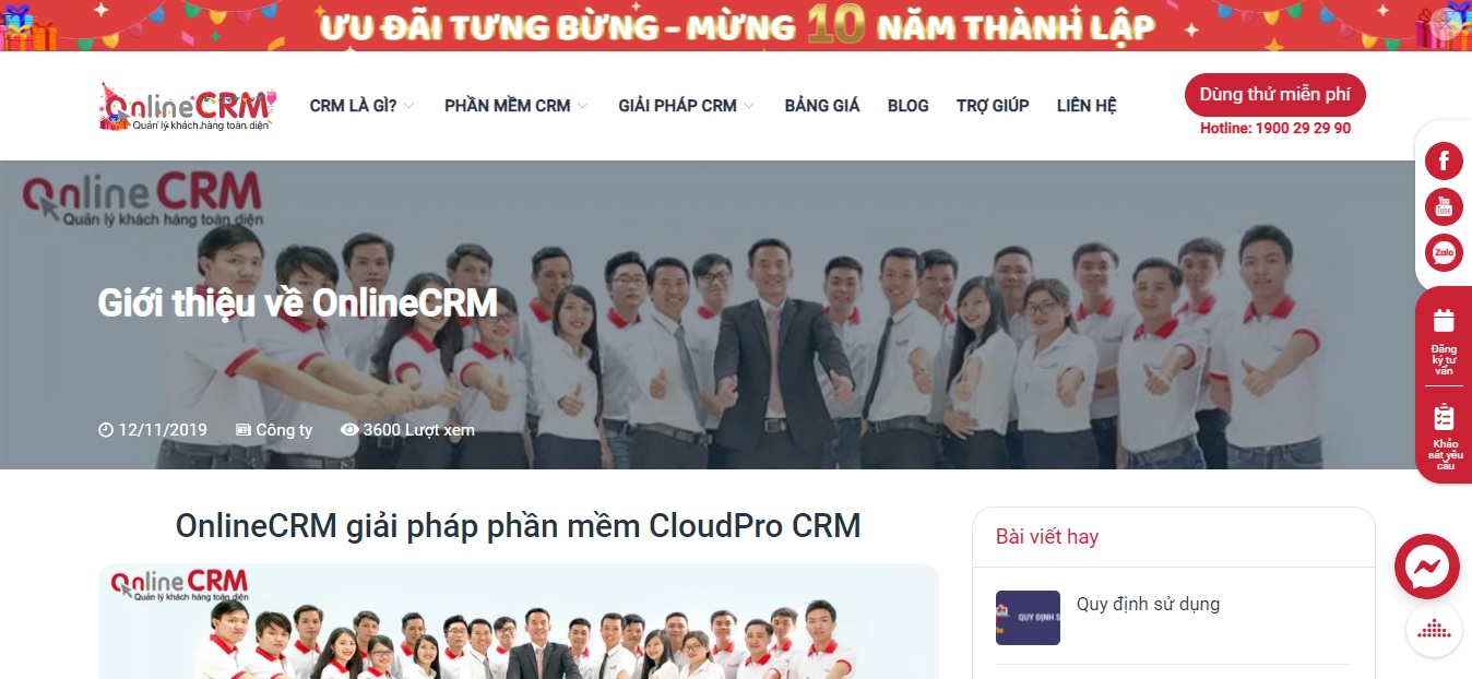 Top 6 công ty phần mềm CRM uy tín tại Hà Nội 10 Công ty phần mềm CRM - ONLINECRM