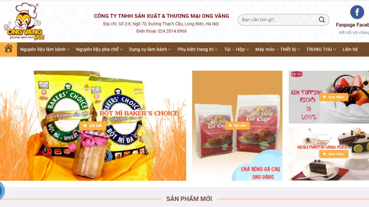Top 10 công ty cung cấp nguyên liệu làm bánh uy tín tại Hà Nội 14 Nhà cung cấp nguyên liệu làm bánh Ong Vàng Food