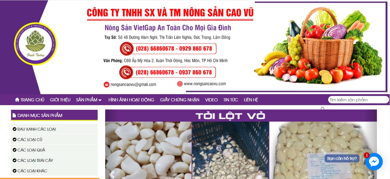 Công ty xuất nhập khẩu nông sản Cao Vũ.