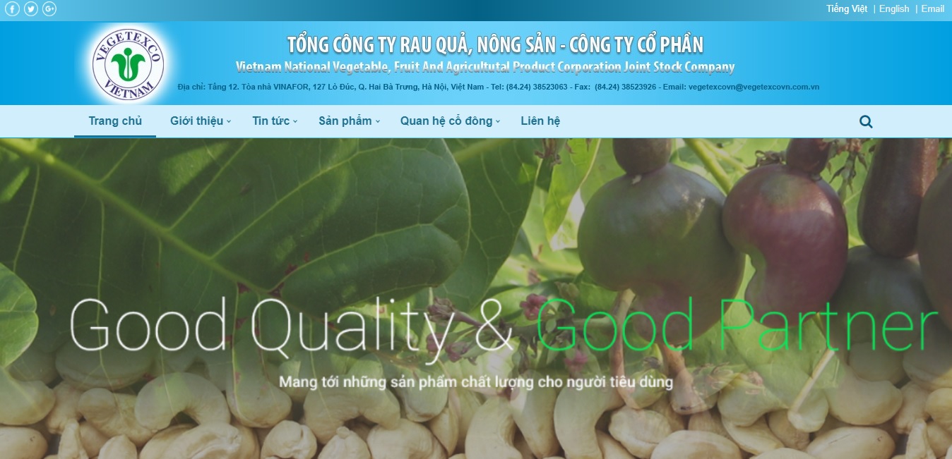 Công ty xuất nhập khẩu nông sản - Tổng Công ty rau quả, nông sản Việt Nam Vegatexco Vietnam.