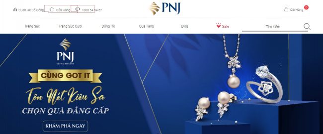 Cửa hàng bán trang sức phong thủy PNJ